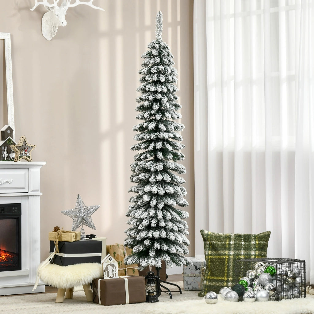 Albero di Natale Artificiale Innevato 180cm ¨C Xylo ¨C Verde/Bianco Ignifugo Slim