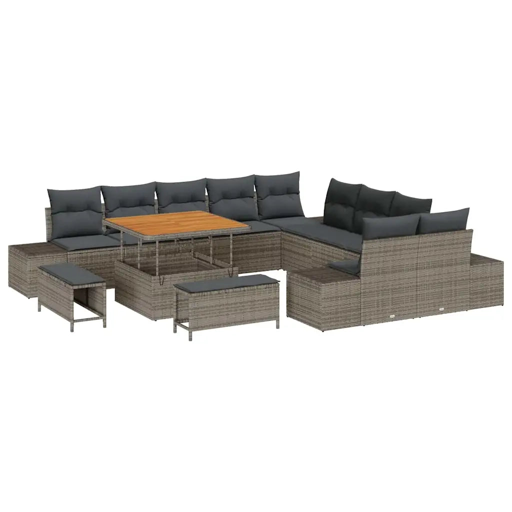 Set Divano da Giardino con cuscino 13 pcs Grigio polyrattan 3362838