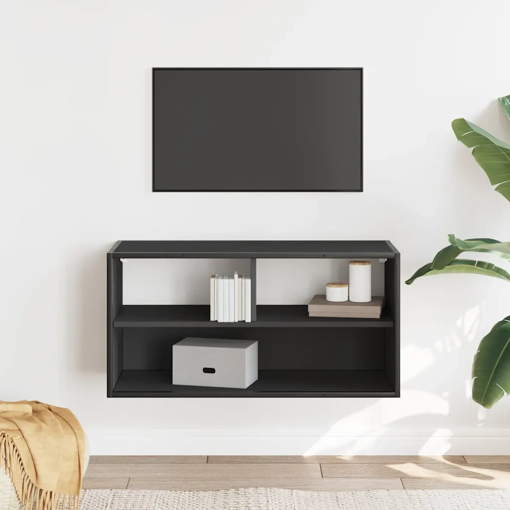 Mobile TV-Credenza per TV-Console TV Nero 80x31x39,5 cm in Truciolato e Metallo 714649