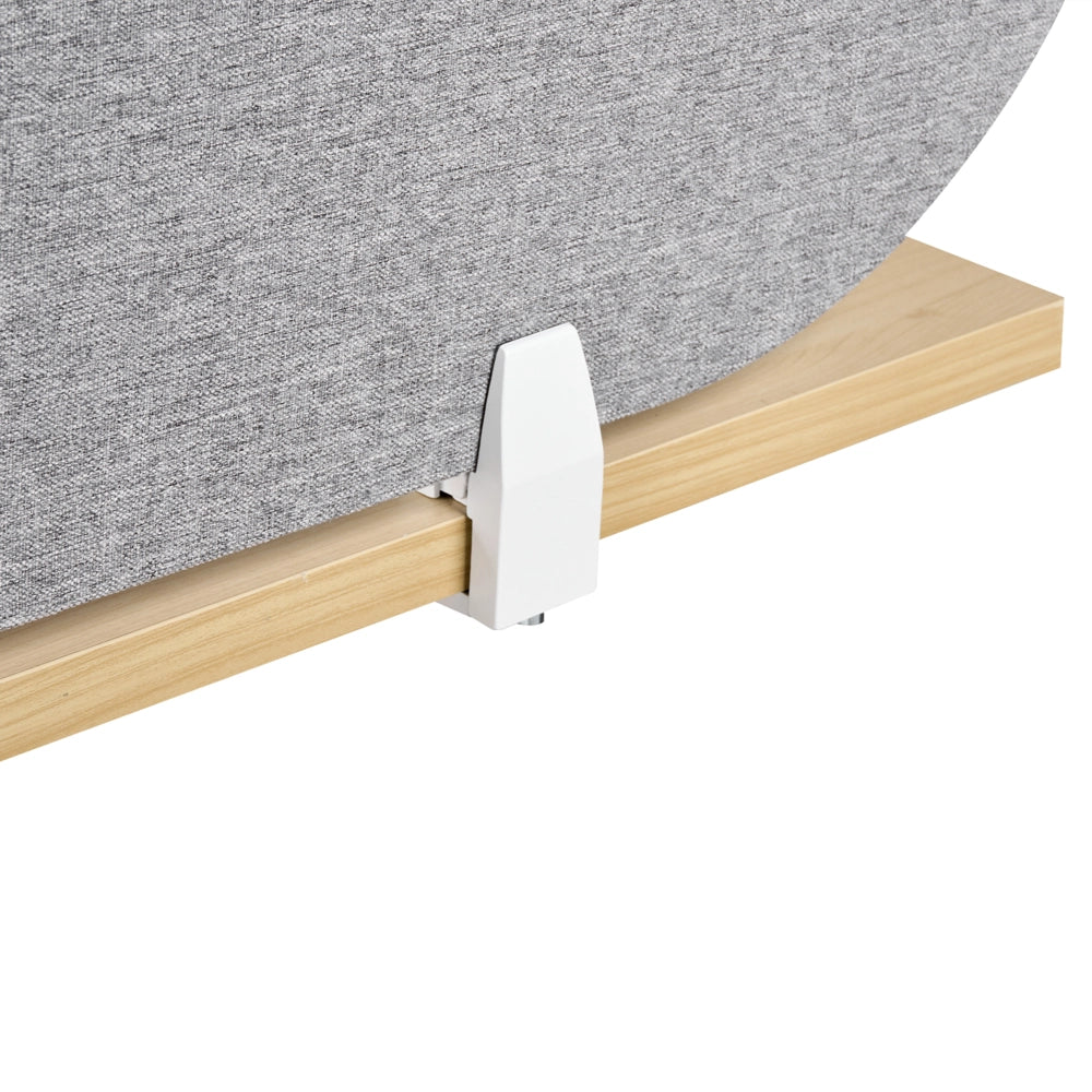Pannello divisorio grigio chiaro in tessuto PET Board 160 x 40 cm Schermo acustico Morsetti di montaggio modulari Casa Ufficio