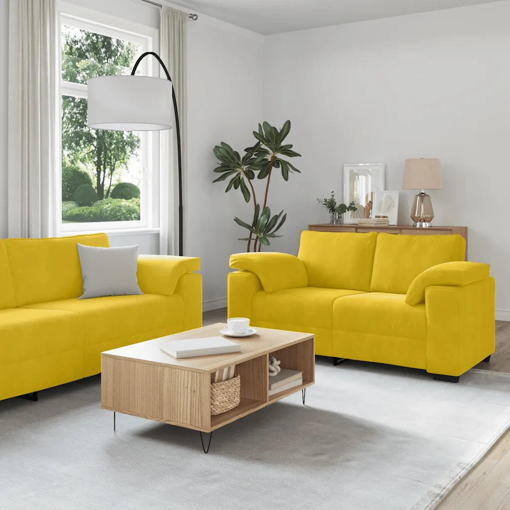 Set di Divani 3 pz con Cuscini giallo in Velluto 3324673
