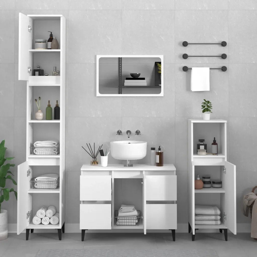 Mobile Lavabo Bianco 80x33x60 cm in Legno Multistrato 821276