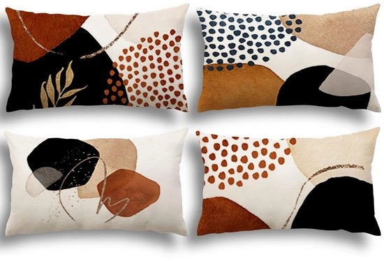 Set di 4 Copricuscini Decorativi in Lino 40x60 cm Moderni per Divano, Soggiorno e Sdraio A092