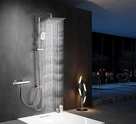impianto doccia a parete 25x25cm quadrato senza rubinetto set di tubi doccia in acciaio inox set di supporti doccia doccia a parete completa