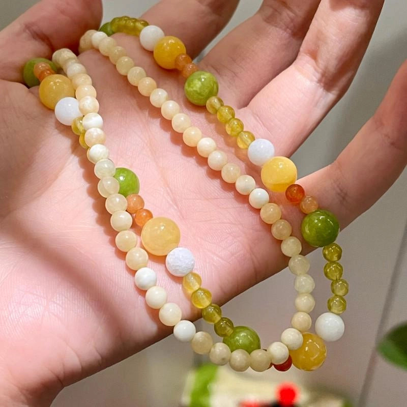 Collana fatta a mano con perline di cristallo di topazio e collana con pietre naturali colorate, regalo di Natale o compleanno.