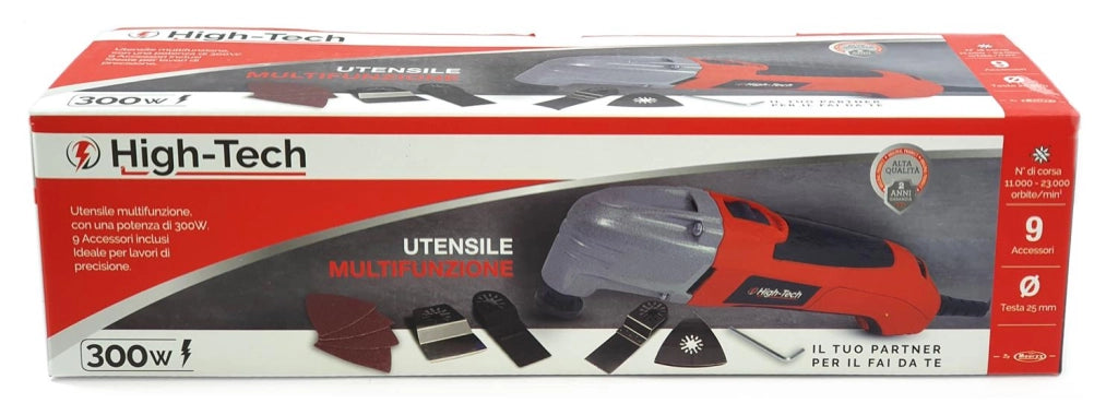 UTENSILE MULTIFUNZIONE 300W CON SET DI 9 ACCESSORI 12000-25000 ORBITE/MIN - TRA HIGH-TECH