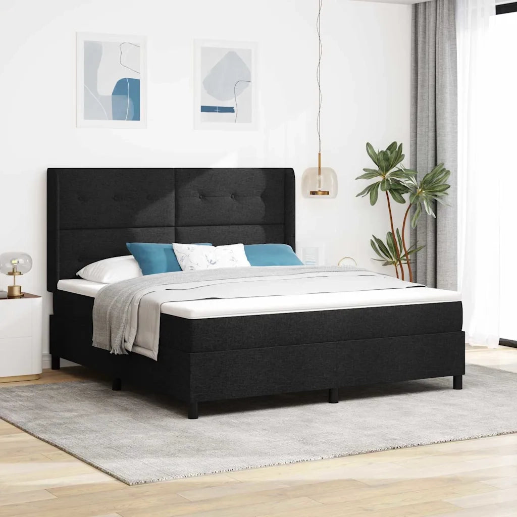 Letto a Sorgente LED con materasso Nero 180 x 200 cm Tessuto