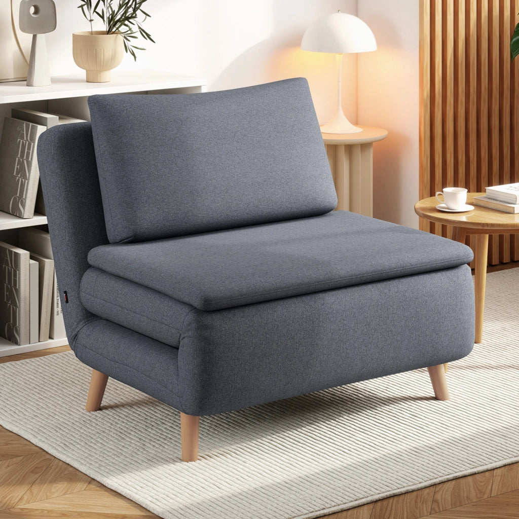 Poltrona letto reclinabile ¨C Minimal ¨C Grigio, legno di faggio