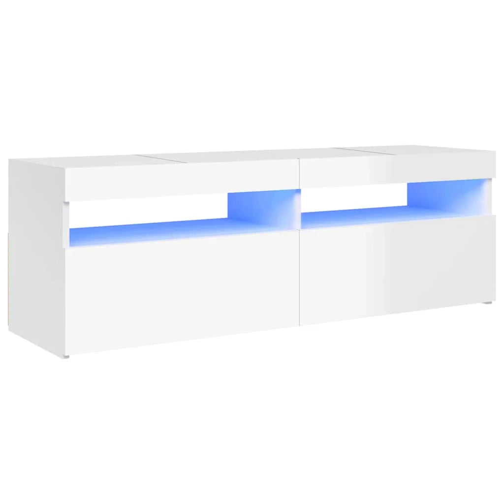 Mobile TV multimediale mensola TV credenza mobile TV per sala da pranzo soggiorno camera da letto con luci LED finitura lucida 120 x 35 x 40 cm bianco 02_0026636