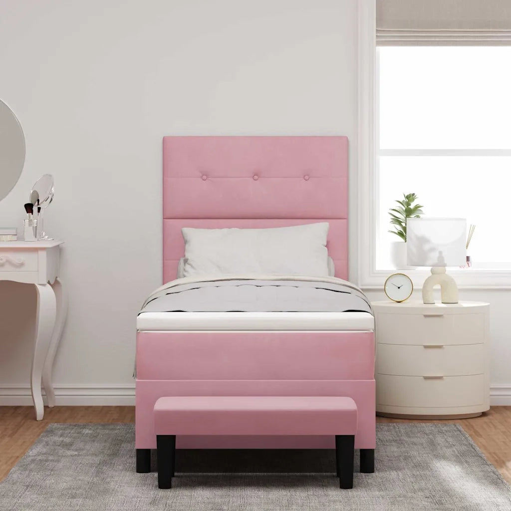 Letto a molle con testiera Rosa 200 x 100 cm Velluto 3344497