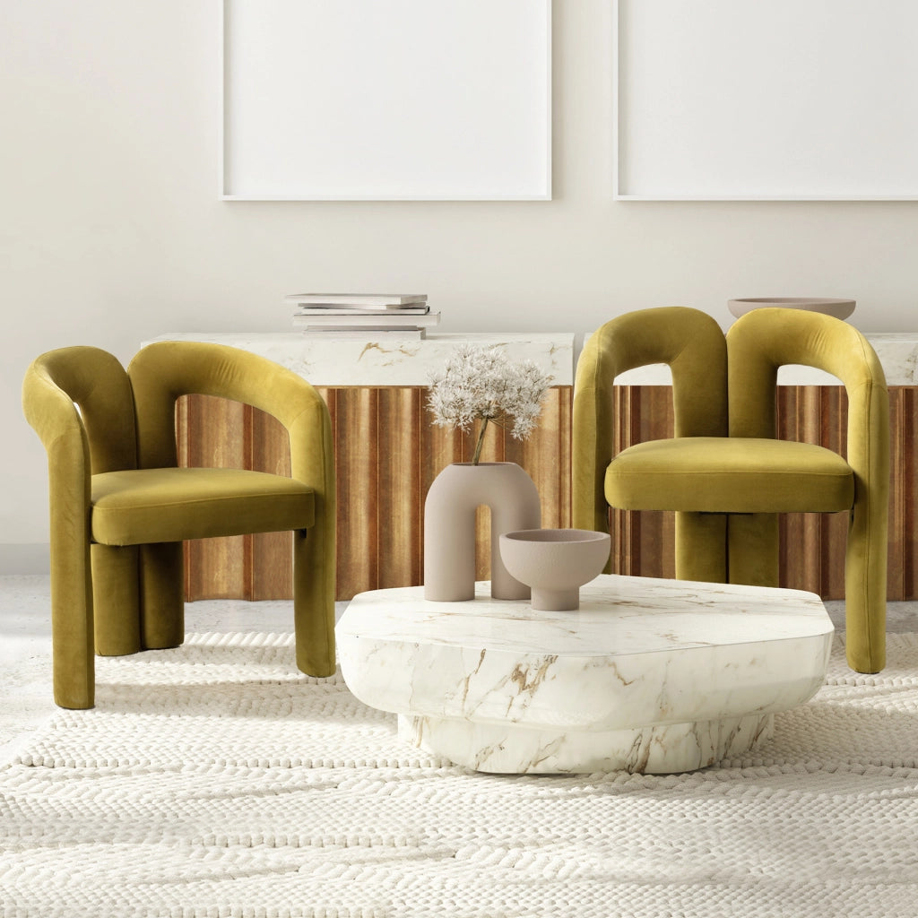 SEDIA DA PRANZO in velluto verde oliva 64x50,5x71 cm