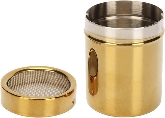 Zeppa per cucina - Tessuto fine - Forma polverosa - Zeppa per spezie - Maniglia in plastica - Adatto per cacao - Zucchero - Cannella - Farina - 7x9cm - Nero
