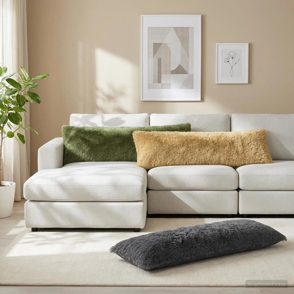Cuscino con cuscino HEERLEN 2 pz Grigio Chiaro Fleece PV 926314