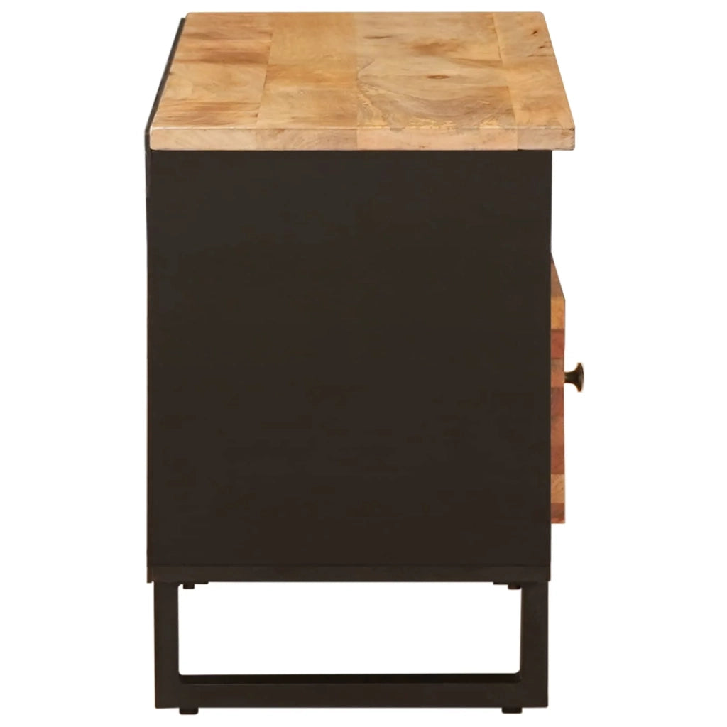 Pratico mobile porta TV rettangolare con cassetto e ripiano 100 x 33 x 46 cm in legno massello di mango marrone 02_0057816