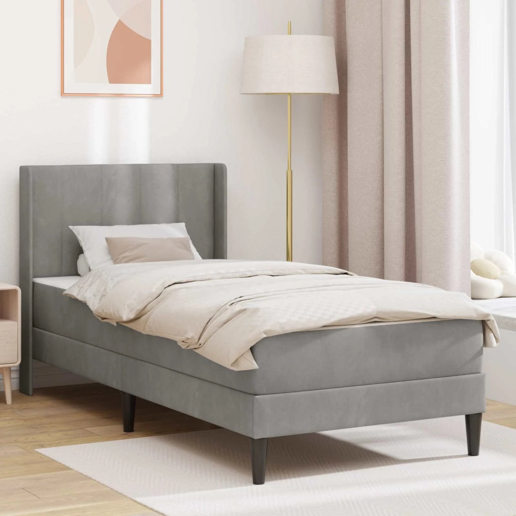 Struttura letto con materasso Grigio chiaro 90 x 190 cm Velluto 3415244