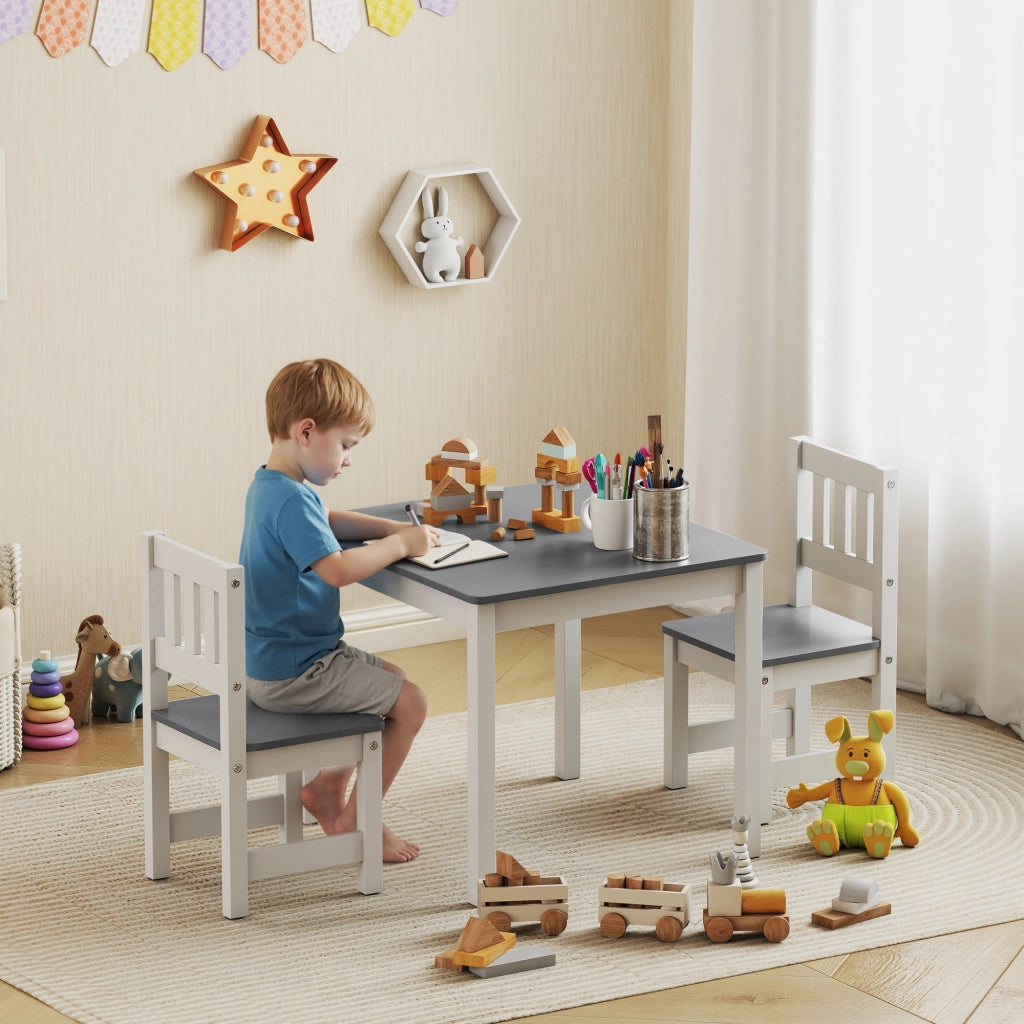 Set Tavolo e Sedie per Bambini ¨C Xylo ¨C Legno Bianco Grigio 3-8 Anni