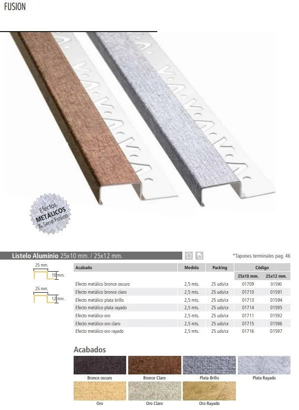 Listello fusion effetto metallic o 25x12 bronzo chiaro