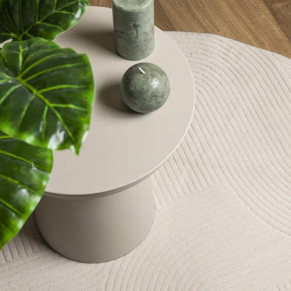 Tappeto IZA a Pelo Corto con Aspetto Scandinavo Crema Ø 160 cm 375448