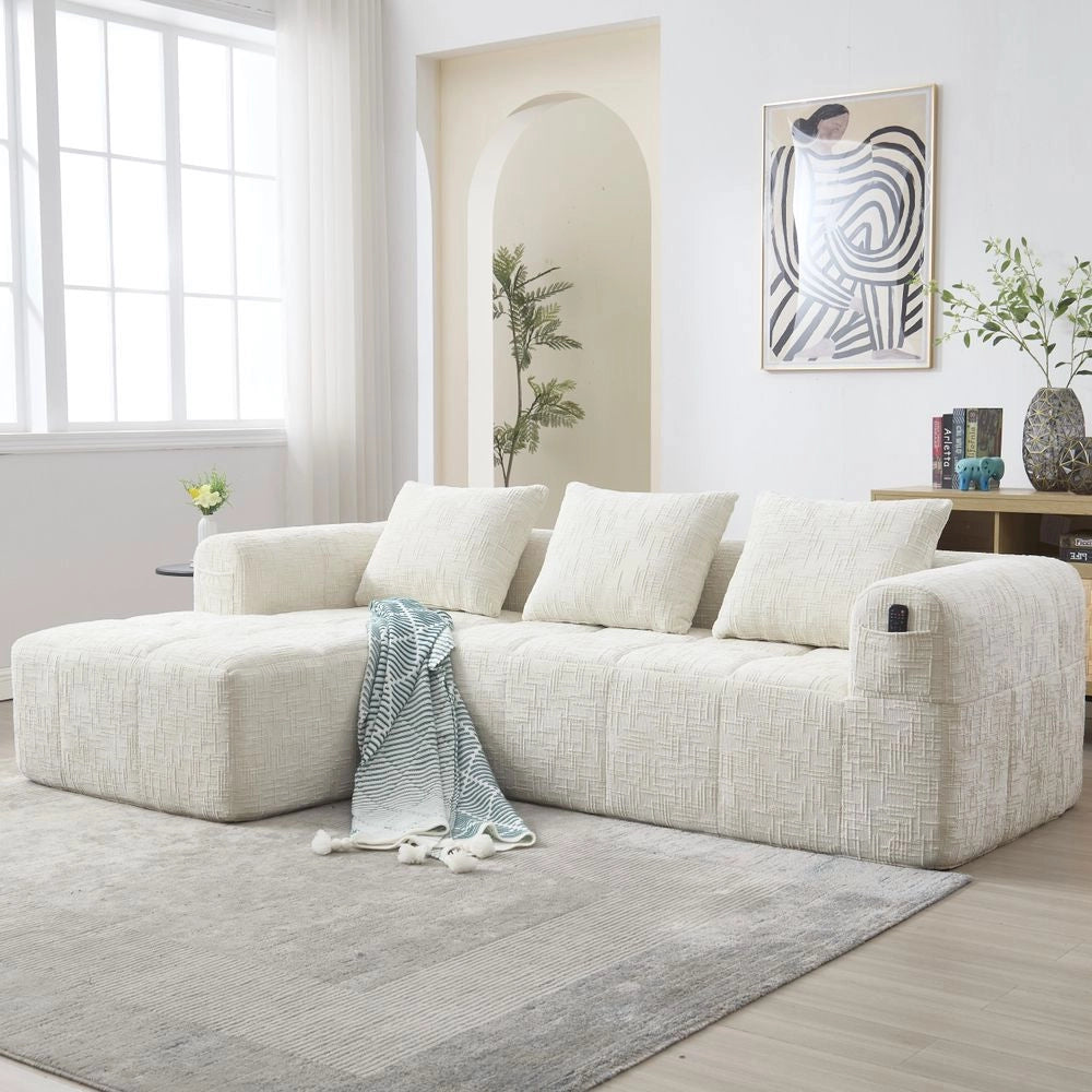 Divano modulare - Xylo - 3 posti L chenille senza montaggio beige