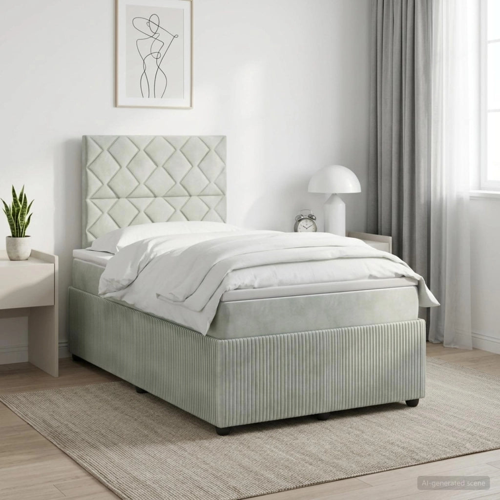 Letto box spring con materasso Grigio Chiaro 120 x 200 cm 3454589