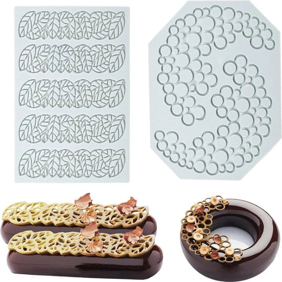Set di Mattonelle di Silicone per Incisione a Maglia per Decorazione di Torta e Artigianato, 2 Pezzi
