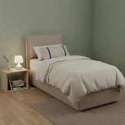 Letto singolo Aren, Letto contenitore con rivestimento in tessuto, Made in Italy, Apertura laterale, con materasso cm 80x190 incluso, Tortora