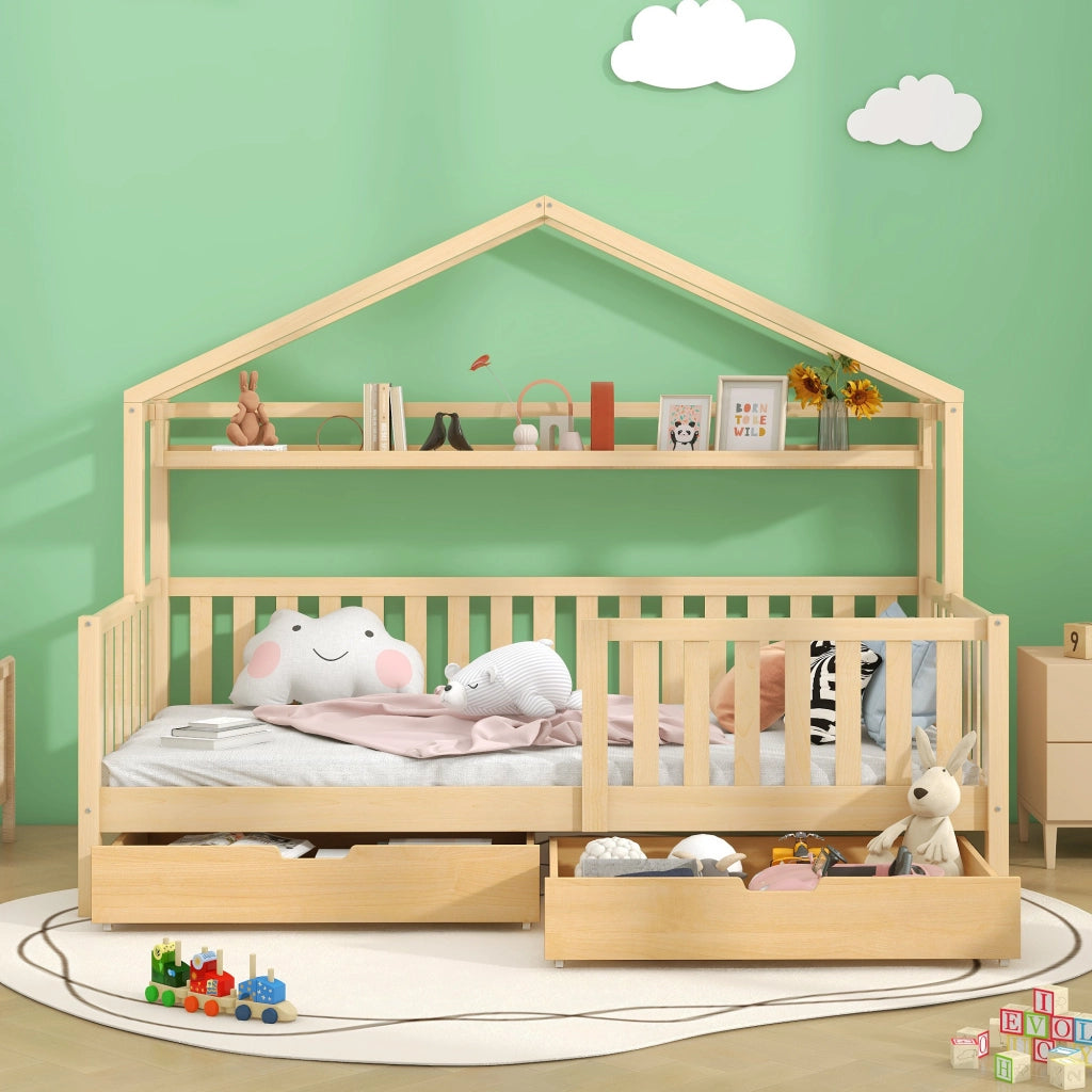 letto per bambini in legno massello naturale 90 x 200 cm