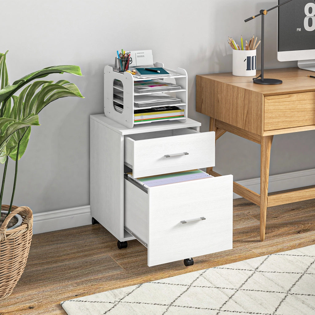Scrivania con cassetti e ruote ¨C Minimal ¨C 39.5x39x58.5 cm bianco