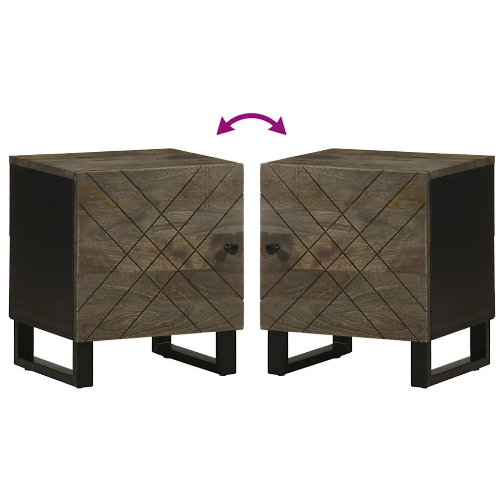 Comodino-Tavolino da notte Nero 40x33x46 cm in Legno Massello di Mango 519532