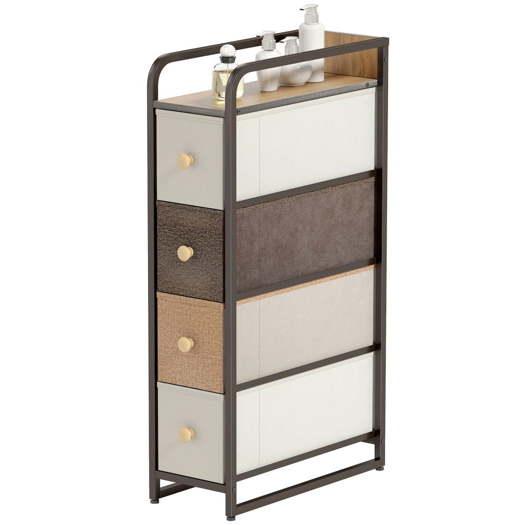 Cassettiera 4 Cassetti Tessuto Struttura Metallo ¨C zephmum ¨C Grigio 80x40x80