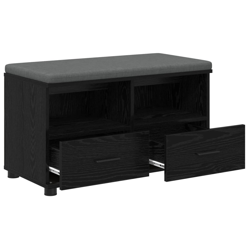 Panca per ingresso con cuscino Rovere Nero 80 x 38 x 46 cm 891457