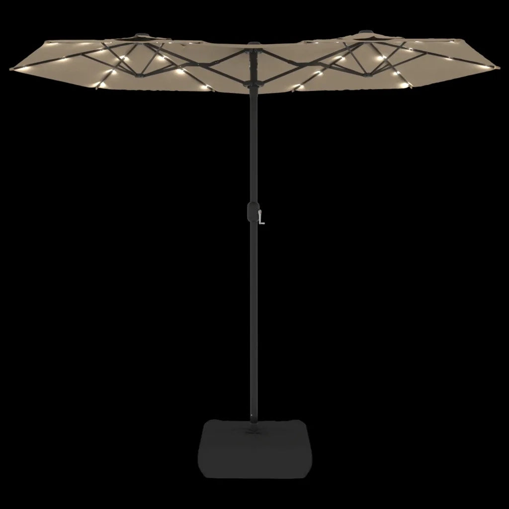 Ombrello | Parasolne a Doppia Testa con LED Tortora 316x145 cm