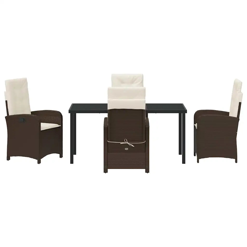 Set da Pranzo per Giardino con cuscino 5 pcs Marrone polyrattan
