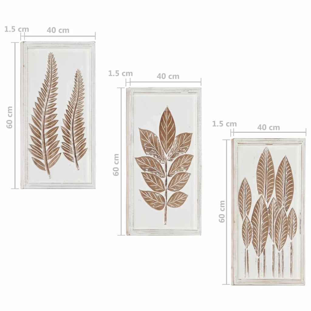 Decorazione artistica 3 pcs Marrone e bianco 40 x 40 x 1,5 cm 42046760