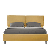 BS COM Letto matrimoniale con rete imbottito 160x190 microfibra ocra