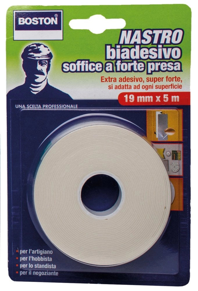 12pz nastro biadesivo forte boston  ml.5x19mm cod:ferx.17156
