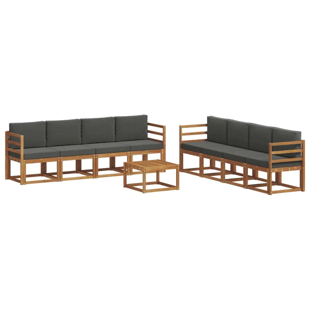 Set di divani da esterno con cuscino 9 pcs Naturale e Antracite 3366170