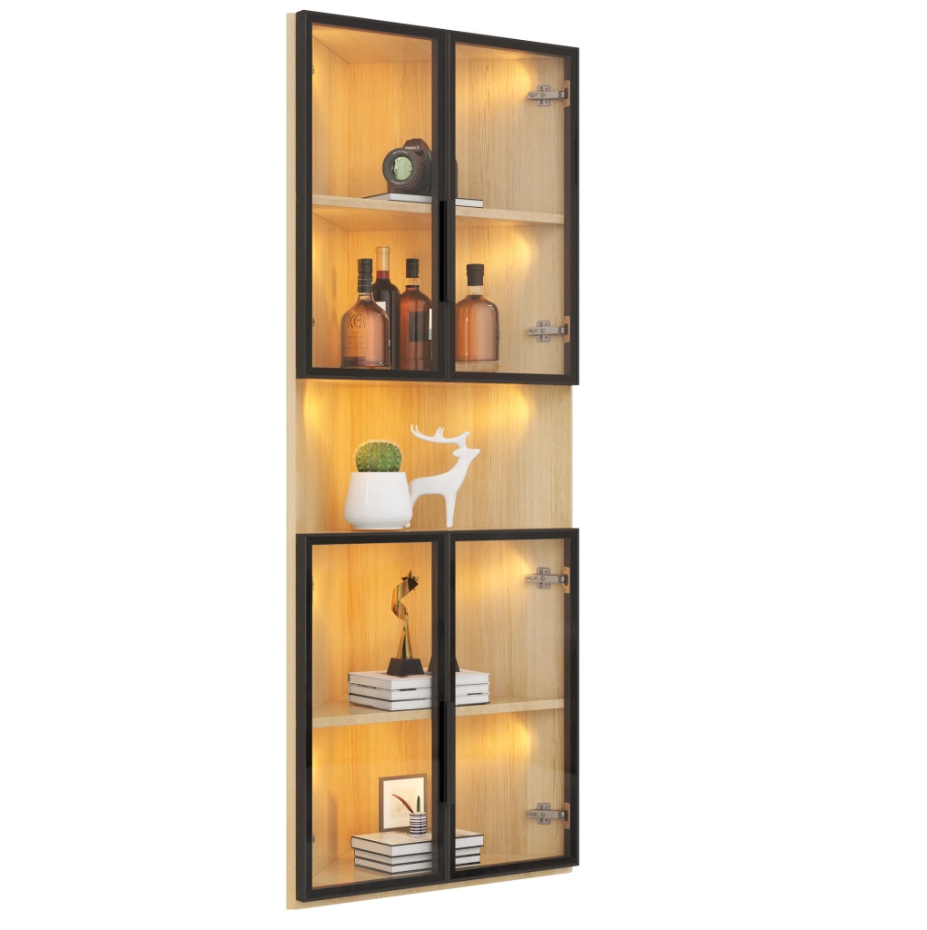 Vetrina angolare con illuminazione LED e chiusura soft-close in MDF rovere