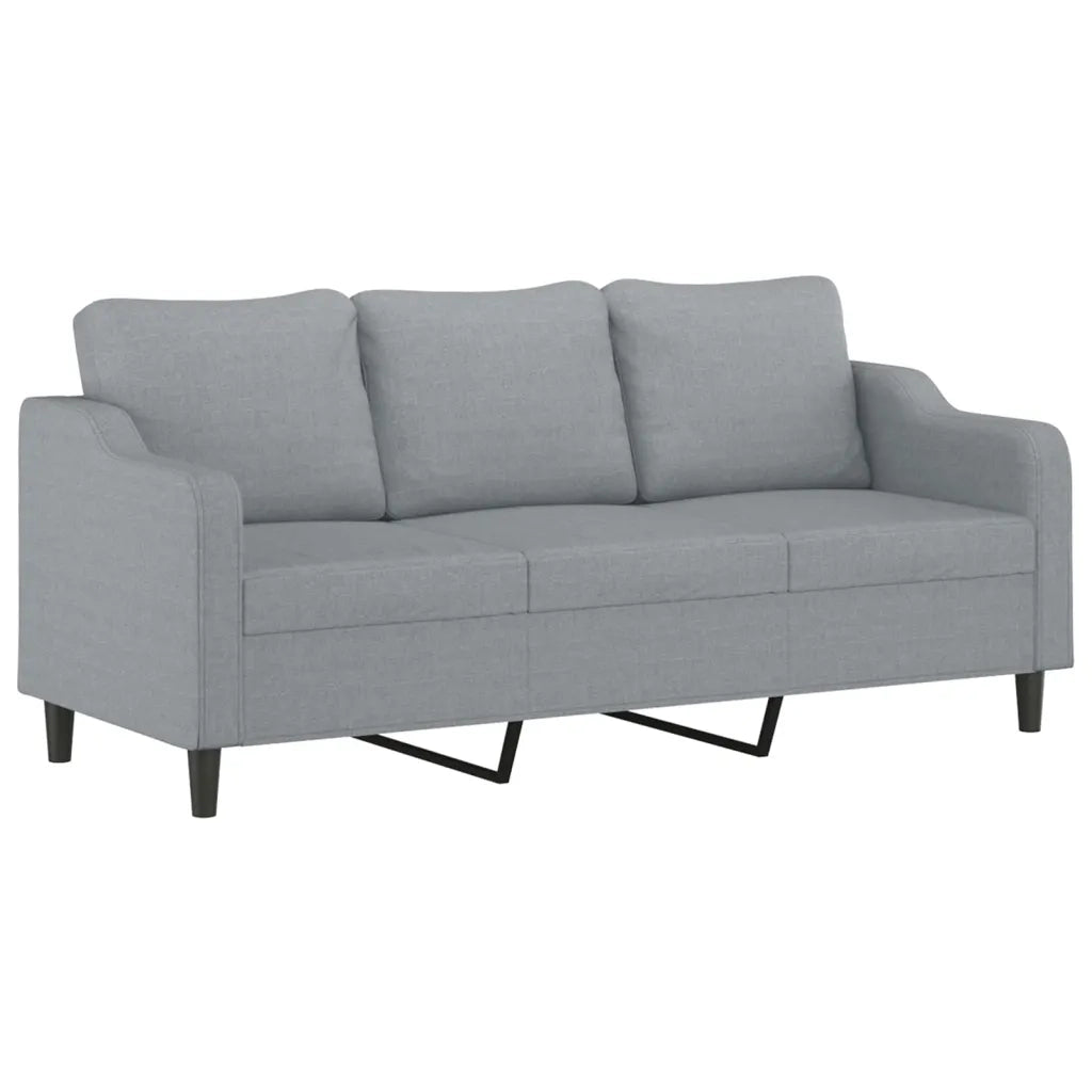 Set Divani 4 pz con Cuscini Grigio Chiaro in Tessuto