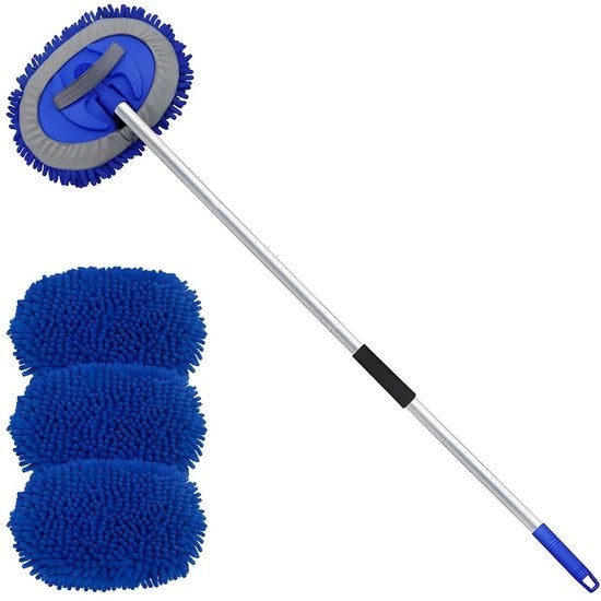 Spazzolino per auto estensibile 160 cm - Spazzola a microfibra - Spazzolino per auto - Spugna per pulizia - Impermeabile - Lega leggera di alluminio