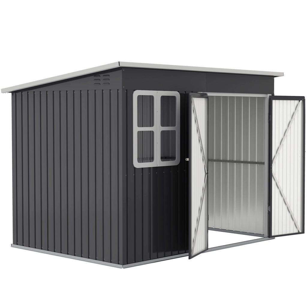 Casetta da giardino in metallo con finestra ¨C Xylo ¨C 260x177x190 cm grigio antracite