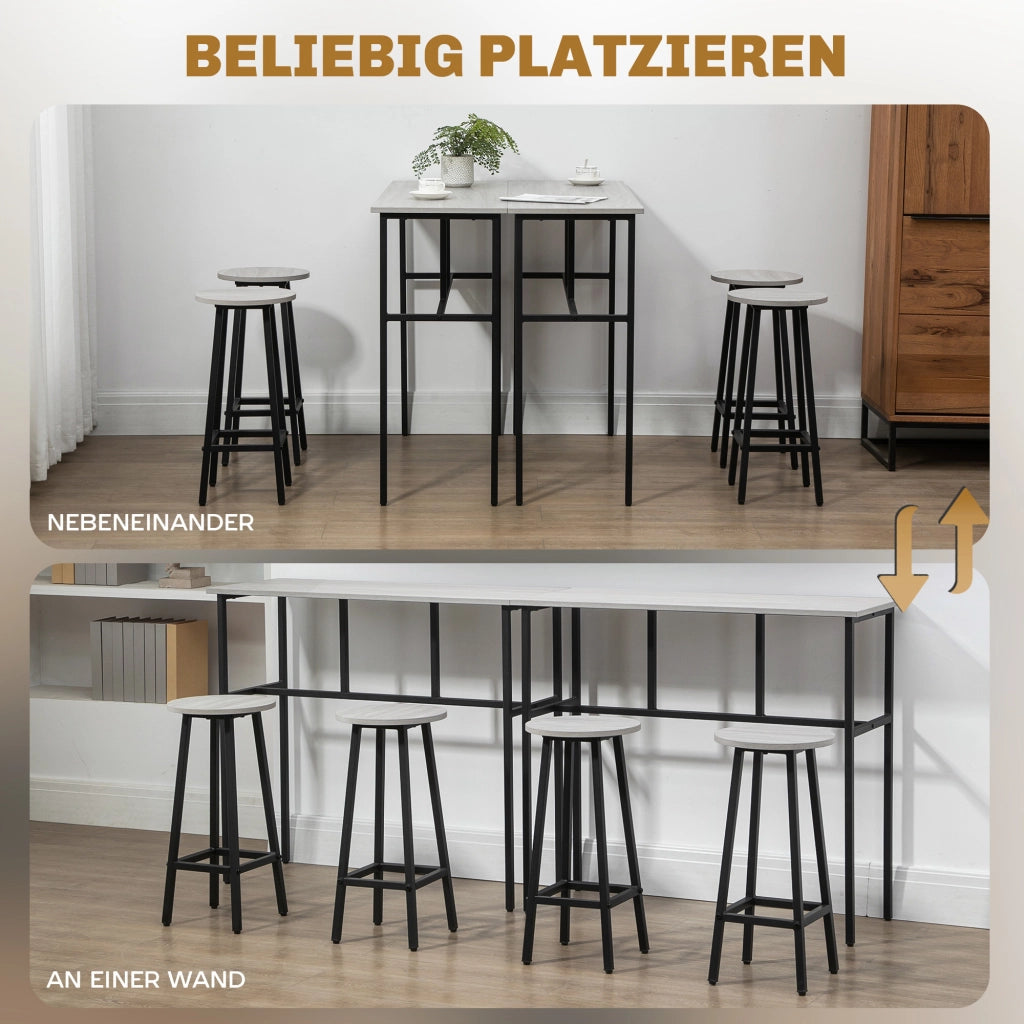 Set tavolo bar 6 pezzi ¨C Minimal ¨C grigio + nero