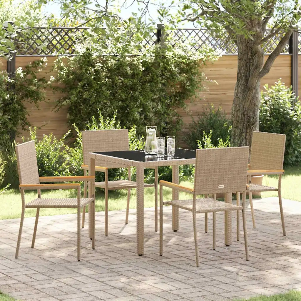 Set da Pranzo per Giardino 5 pcs Beige polyrattan