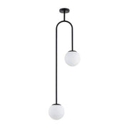 Plafoniera Alfa Vector nera 2 sfere bianche E14 108cm