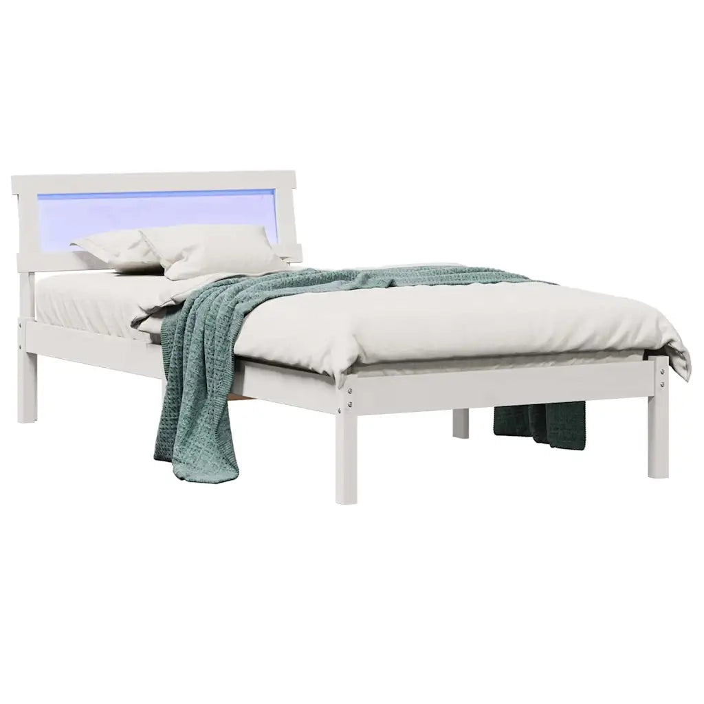 Letto singolo | Letto per adulti | Struttura del letto Bianco 100 x 200 cm Pino massello