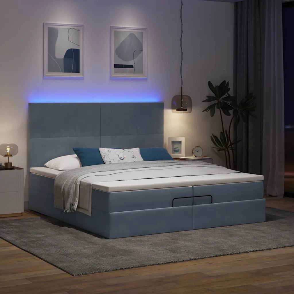 Struttura Letto Pouf con Materassi 200x200 cm Velluto 3314271