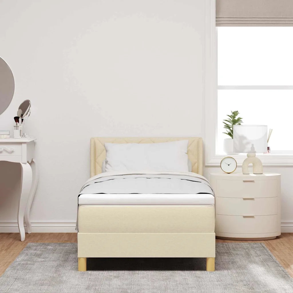 Letto a molle con materasso Crema 200 x 100 cm Poliestere