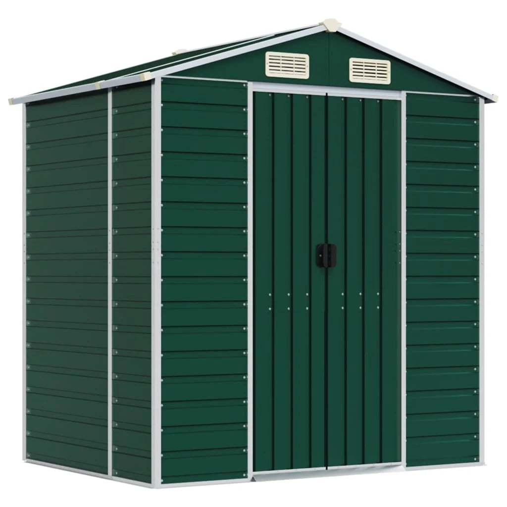 Casetta da giardino cabina ripostiglio casetta da esterno robusta casetta per attrezzi 191 x 130 x 198 cm acciaio zincato verde 02_0022347