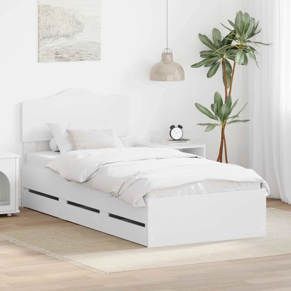 Letto singolo | Letto per adulti | Struttura del letto Bianco 100 x 200 cm Legno Ingegnerizzato