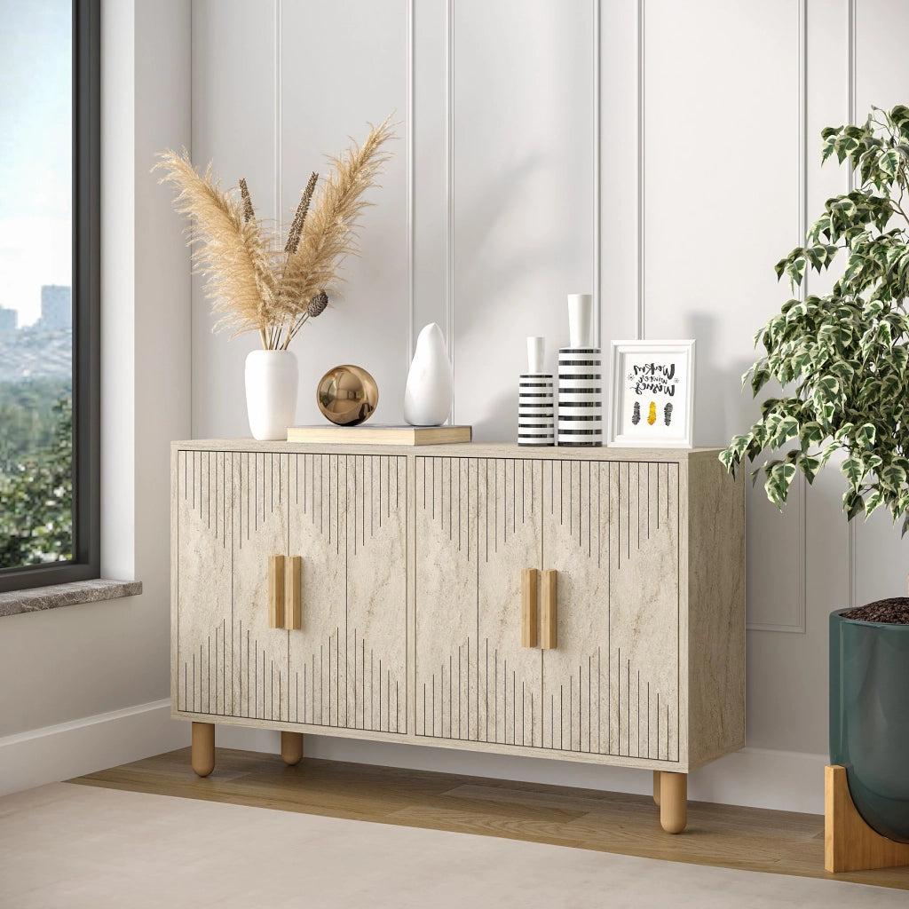 Credenza in legno "Roger" - 120 x 30 x 74 cm - Travertino